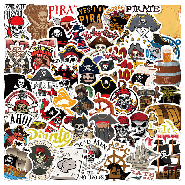 50pcs Cartoon Pirate Stickers For Laptop Ipad Phone Suitcase DIY  Scrapbooking Material Custom Sticker Vintage Craft Supplies - AliExpress